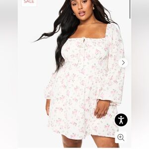 Boohoo White and Pink Floral Mini Dress